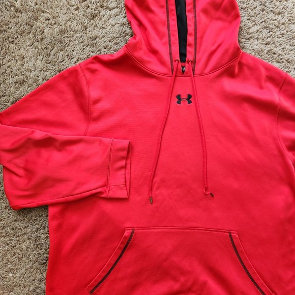 Under Armour Sweater Hoodie 2014 Lightweight Stretch Red Men's 2XL XXL Fleece - Picture 1 of 8